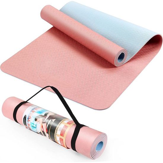 Yoga mat, hoge kwaliteit TPE yoga mat, fitness sport training mat, yoga mat met riem, Antislip, niet-toxisch, geschikt voor yoga beginners, fitness, Pilates en gymnasten