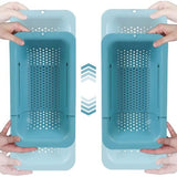 2-pack gootsteenzeefmanden voor het wassen van groenten en fruit, het aflaten van gekookte pasta en droge gerechten - uitschuifbaar - New Home Kitchen Essentials (2 blauwgroen)