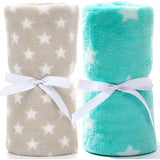 LeerKing unisex babydeken 2-pack jongens meisjes knuffeldeken kruipende deken baby beddengoed wandelwagen pluizig voor pasgeborenen zachte deken 75 cm x 100 cm