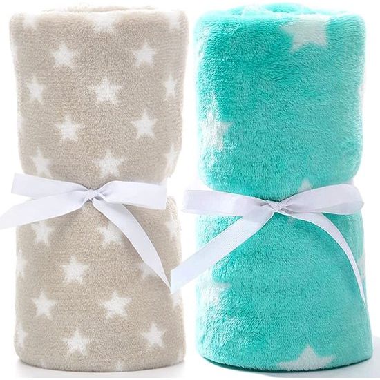 LeerKing unisex babydeken 2-pack jongens meisjes knuffeldeken kruipende deken baby beddengoed wandelwagen pluizig voor pasgeborenen zachte deken 75 cm x 100 cm