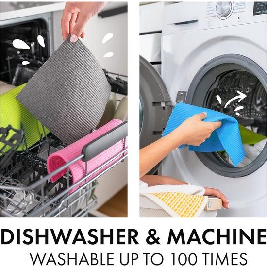 Superscanddi Zweedse theedoeken, papieren handdoek, vervangende washandjes (verpakking van 6) geel