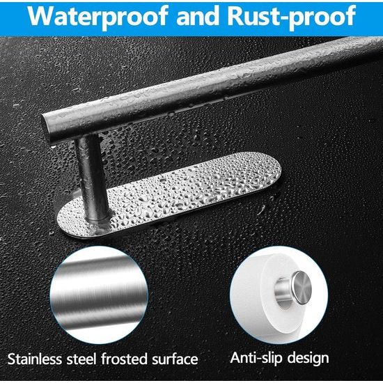 keukenrolhouder zonder boren met 2 zelfklevende haken, RVS houder voor Zewa keukenrol, keukenrolhouder voor wand en onder keukenkasten (zilver)