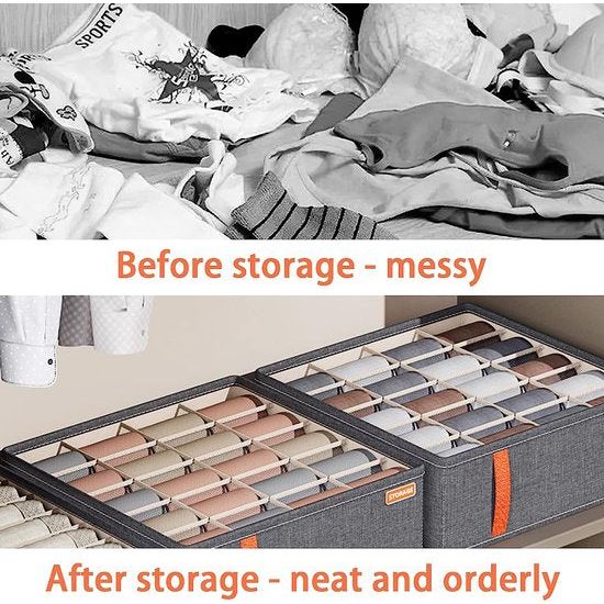 Opvouwbare ondergoedorganizer voor lade, 3-delige set, 6 vakken, 7 vakken, 20 vakken, handig voor het opbergen van sokken (6 + 7 + 20)