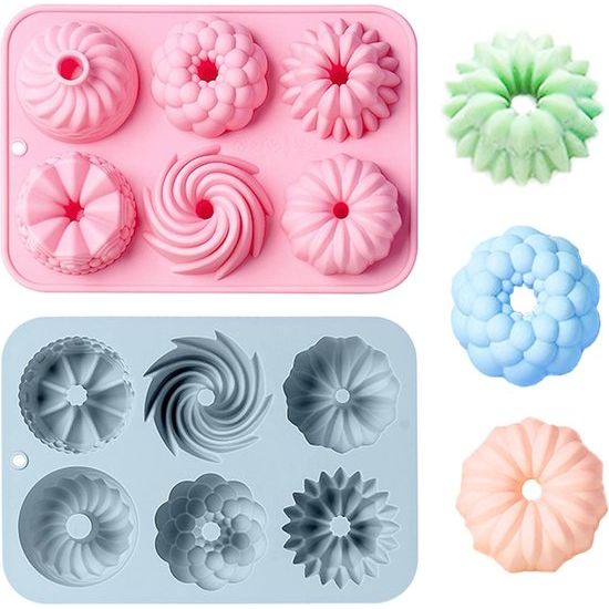 Taartvormen kleine 2 stuks mini tulbandvormen siliconen tulband cakevorm donut siliconen vorm Savarin chocoladevorm donut bakvorm voor brownies cake mousse cupcakes puddings muffins 21x15x3cm