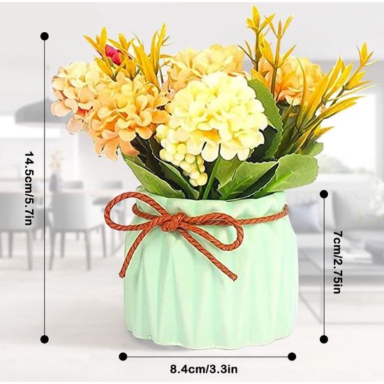 Kunstbloemen in pot, tafeldecoratie, bloemen, 3 stuks, kunstplanten met pot, kunstbloemen, pot, mini-nep-hortensia, kleurrijke kunstbloemen in pot voor thuis, party, bruiloft, tafeldecoratie