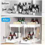 spoelbakorganizer, 2 stuks, ondergootsteenorganizer, uittrekbaar opbergrek, organizer met 16 haken, wit