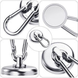 Magneethaken, 8 stuks zilveren magneethaken met veergesp, neodymium magneethaken 32 mm 45 kg (100 lb) magneetkracht sterke magneet met haak, magneethaak extra sterk, cruisehaak om op te hangen