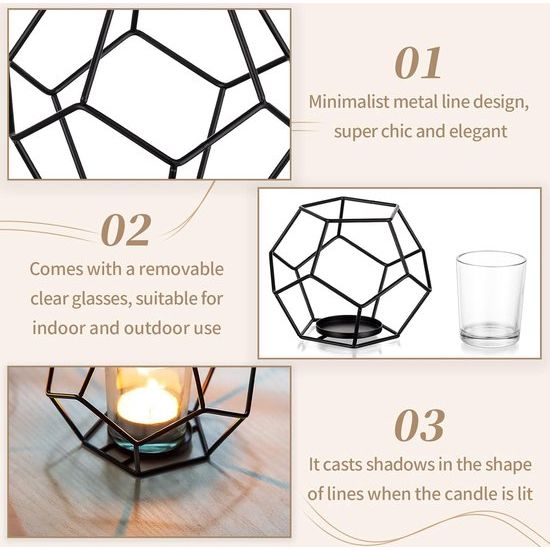 Kaarsenhouder Kaarsenhouder Kaarsenhouderset Metaal 6-delig Ijzer Decoratieve lantaarn Kaarsenhouder voor stompkaarsen Zwart Moderne kaarsenstandaard Tafeldecoratie voor bruiloft Woonkamer