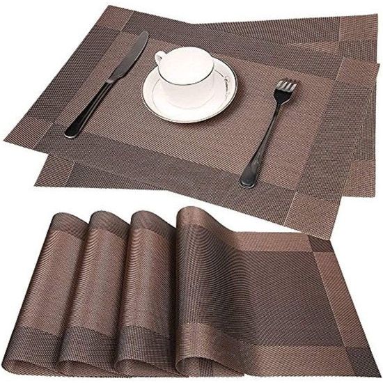 Set van 6 placemats, 30 x 45 cm, antislip, afwasbaar, gemaakt van pvc, hittebestendig, kwetsbaar en wasbaar, voor keuken en eetttafel