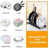 Expandable Pan Organizer Shelf, Pans and Lid Organizer with 12 Dividers, Pantry Cabinet, Bakeware, Lid Holder, Black