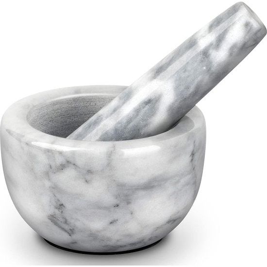 Mortar met Pestle 1/8L capaciteit Mini en exquise marmer met anti-slip pad wit