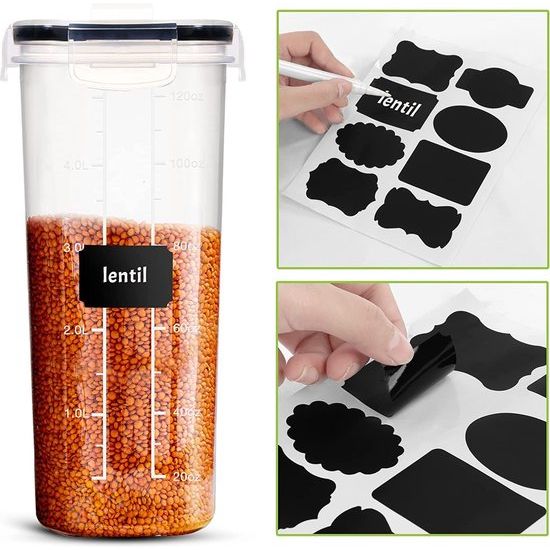 Opslagcontainer voor granen - BPA Vrij Plastic - Luchtdichte Keuken Opslag Containers - Droge Voedsel Opslag - Graan Dispenser voor Keuken & Pantry - Set van 2