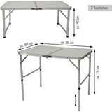 Opklapbare en in de hoogte verstelbare picknicktafel, 90 x 60 x 70 cm, licht, kofferformaat