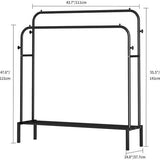 Kledingrek met 2 kledingstangen, multifunctionele kapstok van metaal met 1 plank en 4 haken, voor kleding, tassen en schoenen