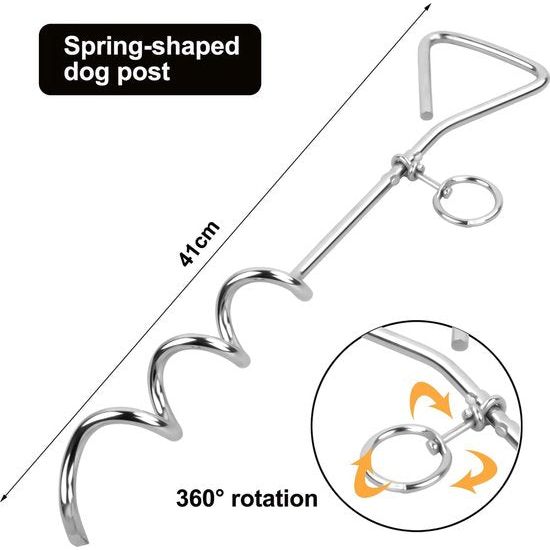 spiral Mooring Rod met Hondenriem, Mooring Rod met leiband, 3 M lange leiband Rvs Grondanker voor werf en Camping voor kleine tot middelgrote honden (rood
