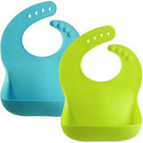 Babybestekset, kinderservies, set van 2 siliconen babyslabbetjes met opvangschaal, 1 kinderbord met zuignap, 1 babykom zuignap, 1 drinkbeker voor baby's, kindervork