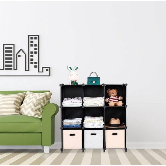 6 x kunststof kledingkastreksysteem, stapelbare trapkubus-organizerplank, multifunctionele boekenkast, kubusplank voor boeken, speelgoed, kleding, gereedschap (30 x 30 cm)
