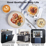 32-delige onbreekbare serviesset voor 8 personen, campingserviesset, kunststof borden en kommen, grill-serveerborden, kommen, kopjes, feestserviesset voor picknick, beige