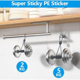 keukenrolhouder zonder boren met 2 zelfklevende haken, RVS houder voor Zewa keukenrol, keukenrolhouder voor wand en onder keukenkasten (zilver)