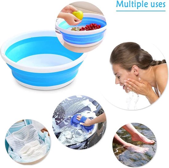 Opvouwbare wastafel, multifunctionele ronde wastafel, opvouwbare ronde spoelbak, wastafel, opvouwbare siliconen bekkenkom voor buiten, irriteren, kamperen, lopen