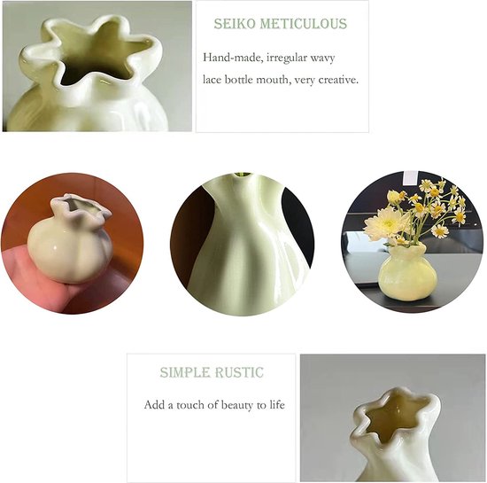 Keramiek bloemenvazen ​​set, 2 stuks decoratieve creatieve vazen, hydrocultuur creatief bloemstuk, voor thuis kantoor woonkamer decoratie ornament