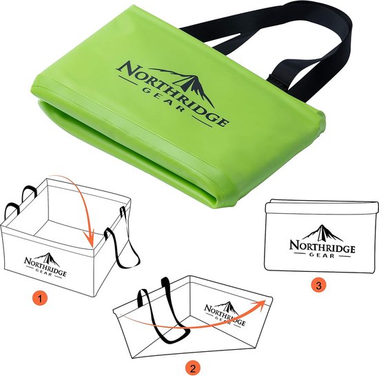 15 l opvouwbare emmer, afwasbak, vouwkom, camping, vouwemmer, vissen, tuinfeest, groen