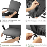 Bureaustoelhoes, bureaustoelhoes, stoelhoezen, draaistoel, overtrek, moderne stoelovertrek, fauteuilhoes, elastisch, wasbaar, set voor bureaustoel, computer, bureaustoel (geen stoel) (grijs, M)