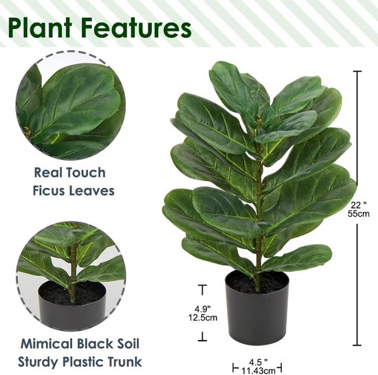 55,9 cm kunstplant grote kunstmatige ficus lyrata plant kunstboom decoratie kamerplant 15 bladeren