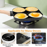Spiegeleipan, eieren pan met antiaanbaklaag, 4 gaten, spiegelei, pannenkoeken, steaks, hamburger voor ontbijt, pannenkoekenpan voor inductiekookplaat