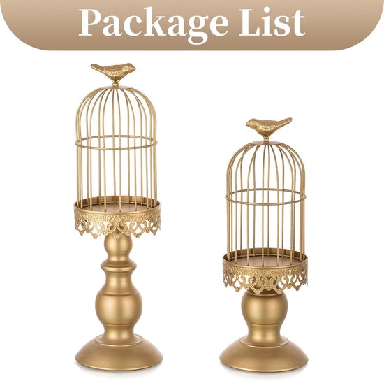 Vintage ontwerpen: the matte gouden oppervlak, de klassieke vorm van een metalen draadkooi en een kleine vogel aan de punt maken deze kooikaarsenhouder