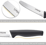 Steakmessen, set van 6 roestvrij staal, getand, ultra scherp tafelmessen met anti-slip TPR-handgreep, vaatwasmachinebestendig