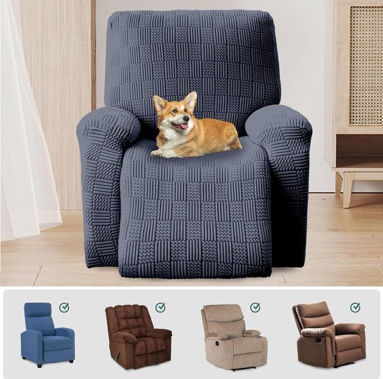 Fauteuilhoes van polarfleece, antislip stretchhoes voor relaxfauteuils, 4 stuks, complete fauteuilbeschermer, 1 stuk, elastische hoes voor fauteuils