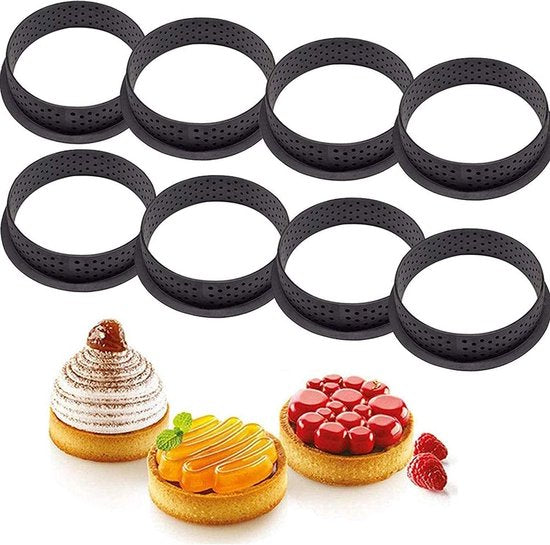 Silicone bakken schimmel ronde vorm Mousse cirkelvormige Ring gebak en bakken tools voor het maken van mousse taart Quiche cirkelvormige vorm, Ronde Vorm, 8 stuks