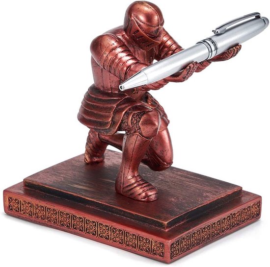 Knight Pennenhouder Pennenhouder met een pen voor eigen decoratie voor op het bureau rood cadeau prijs