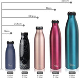 Thermosfles, 500 ml, 750 ml, 1000 ml, uitgaande drinkfles, thermoskan, lekvrije isolatiefles, dubbelwandig, voor warme en koude dranken, geschikt voor koolzuurhoudende dranken (rose, 500 ml)