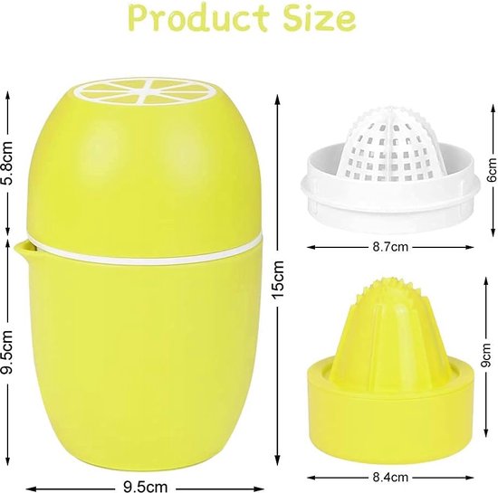 Citroenpers, handmatige sappers, limoenpers, citruspers met twee persmogelijkheden, fruitpers voor citroen/limoen/sinaasappelsinnen/citrus/grapfruit - geel