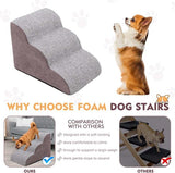 3 treden hondentrap voor kleine honden hondentrap voor bedbank 60cm hoge kattentrap voor oude katten spons huisdiertrap grijs