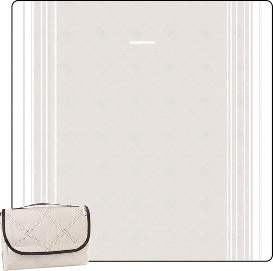 Picknickdeken, waterdicht, wasbaar, stranddeken, zandvrij, XXL, campingdeken, strandmat, geïsoleerd, met waterdichte onderkant (kaki, 200 x 200 cm)