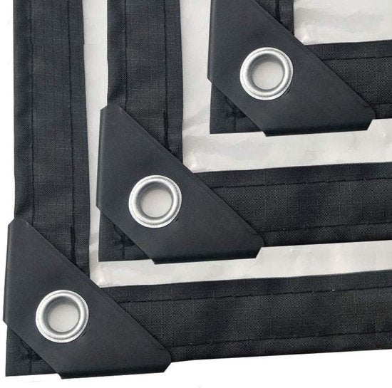 Dekzeil, waterdicht, transparant, met ogen, afdekzeil, bootzeil, met ogen, dik materiaal, 5 ml, voor tuinmeubelen, zwembad, auto, 2 x 3 m
