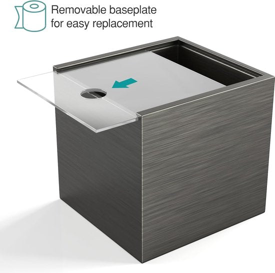 Hars cosmetische tissuedoos, tissuedoos, vierkante rol papier, tissuedoos met uitschuifbare basis voor eetkamer, badkamer, slaapkamer, auto, kantoor - zilvergrijs