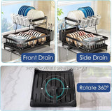 2-laags afdruiprek Afneembare afdruiprek Roestvrijstalen afdruiprek Autoafvoer Afdruiprek met grote capaciteit Gebruiksvoorwerphouder en opvangbak