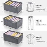 Laden Garderobe Organizer Systeem 7 Vakken 2 Stuks Fleece Garderobe Opbergruimte Opvouwbare Kleding Organizer voor Hoodie, Pullover