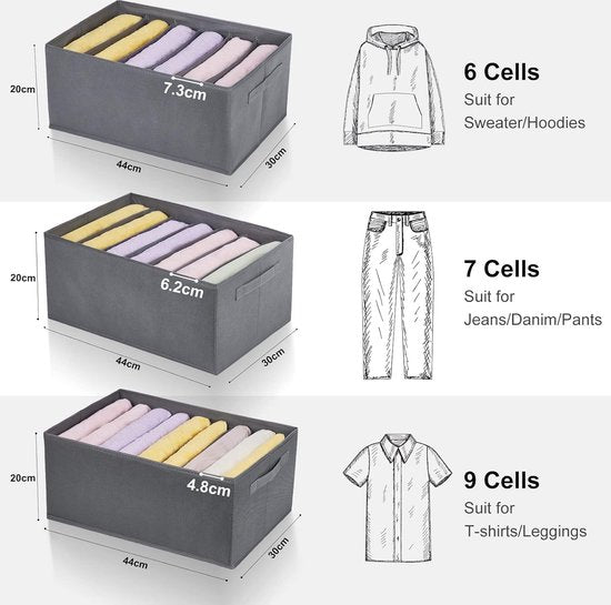 Laden Garderobe Organizer Systeem 7 Vakken 2 Stuks Fleece Garderobe Opbergruimte Opvouwbare Kleding Organizer voor Hoodie, Pullover