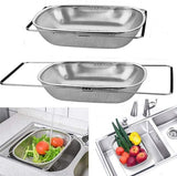 Premium Super Sink roestvrijstalen ovale filter met fijnmazige filtermand van 6 liter en uitbreidbaar rubberen gripfilter, afvoer, spoel fruit en groenten (nieuw)