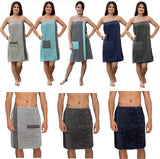 Badstof saunakilt / sarong - maten M - XXL - unisex, antracietgrijs met borduurwerk - 100% katoenen saunakilt / saunasarong / saunahanddoek