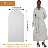 12 stuks kledingzakken, 60 x 100 cm, afdekking met ritssluiting aan de zijkant, stofdicht en waterdicht, voor overhemden, pakken, mantels