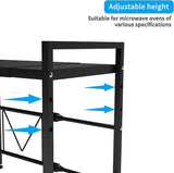 2-laags uitschuifbaar magnetronovenrek met 3 ophanghaken Magnetronovenstandaard met opbergruimte voor aanrechtorganisator printerstandaard (zwart)