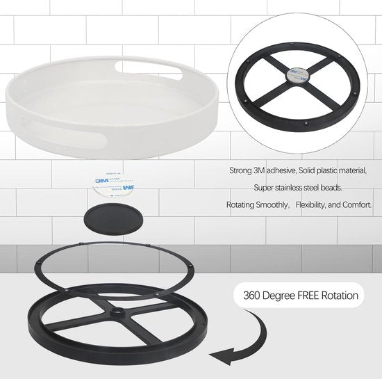 Kruidenrek, kruidenhouder, draaibare plaat, kruidenorganizer 2 niveaus, draaibaar keukenrek, keukenorganizer, draaibaar keukenrek, kruidenrek van kunststof voor specerijen, olie, kruidenflessen