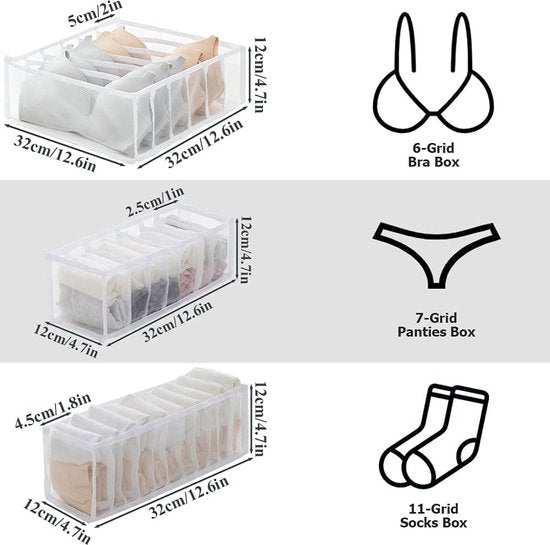 3 stuks ondergoed organizer, opvouwbare beha-organizer, beha, opbergdoos, wasbare opbergdoos, ondergoed, lade, organizer, kledingkast, organizer voor beha's, sokken, stropdassen, sjaals
