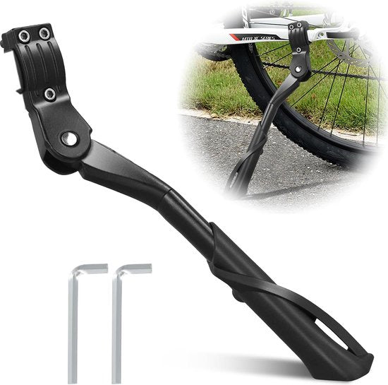 Fietsstandaard 24-29 inch, 3 gaten zijstandaard fiets, aluminium fietsstandaard basis, 35-41cm in hoogte verstelbare fietsstandaard, antislip achterstandaard voor racefiets, MTB, stadsfiets